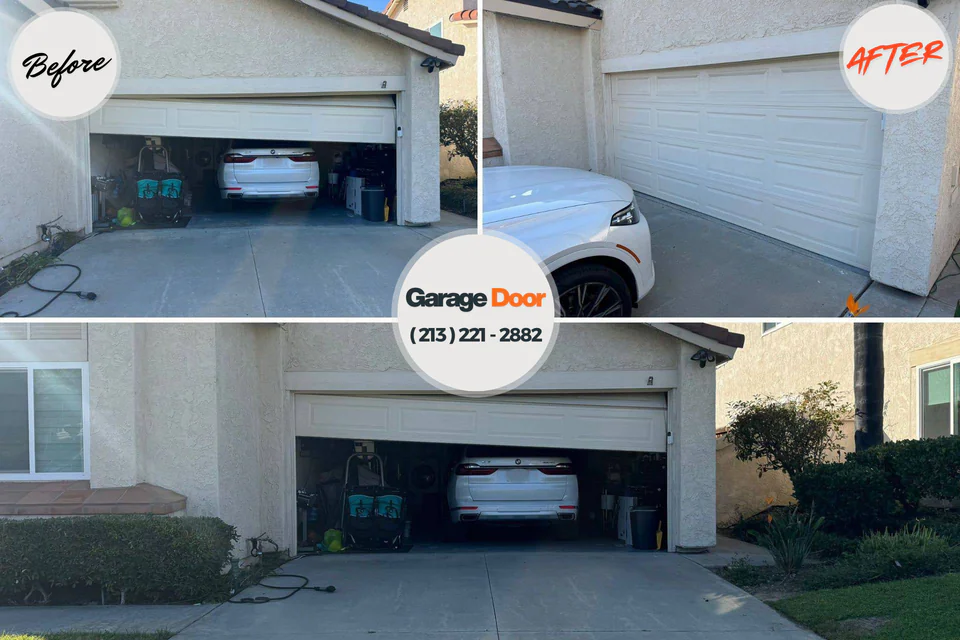 Before and after: garage door repair Lawrenceville, IL